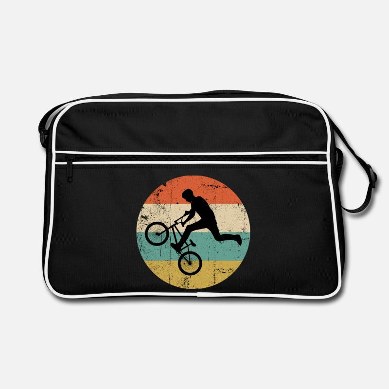 Silhouette de cascade BMX sur rayures rétro Sac Retro