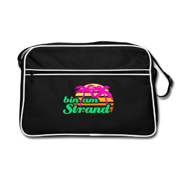 Strand Beachparty Palmen Karibik Meer Urlaub Sonne - Retro Tasche - Schwarz/Weiß - Vorne