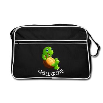 Turtle Chill : Drôle d’animal comique - Sac Retro - noir/blanc - Devant
