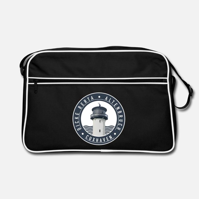 Leuchtturm Dicke Berta - Altenbruch (Cuxhaven) - Retro Tasche - Schwarz/Weiß