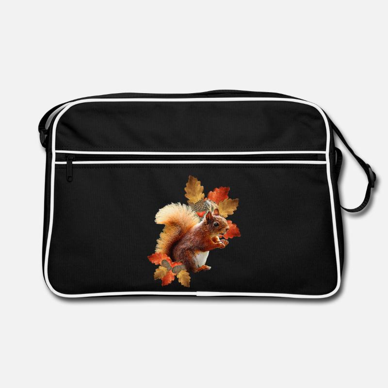 Eichhörnchen motiv mit Eichenblättern, Herbst frau Retro Tasche