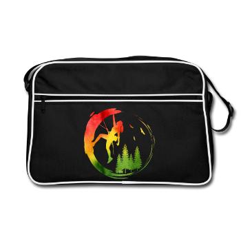 Watercolor Female Rock Climber Forest Adventure - Retro Bag - black/white - Front