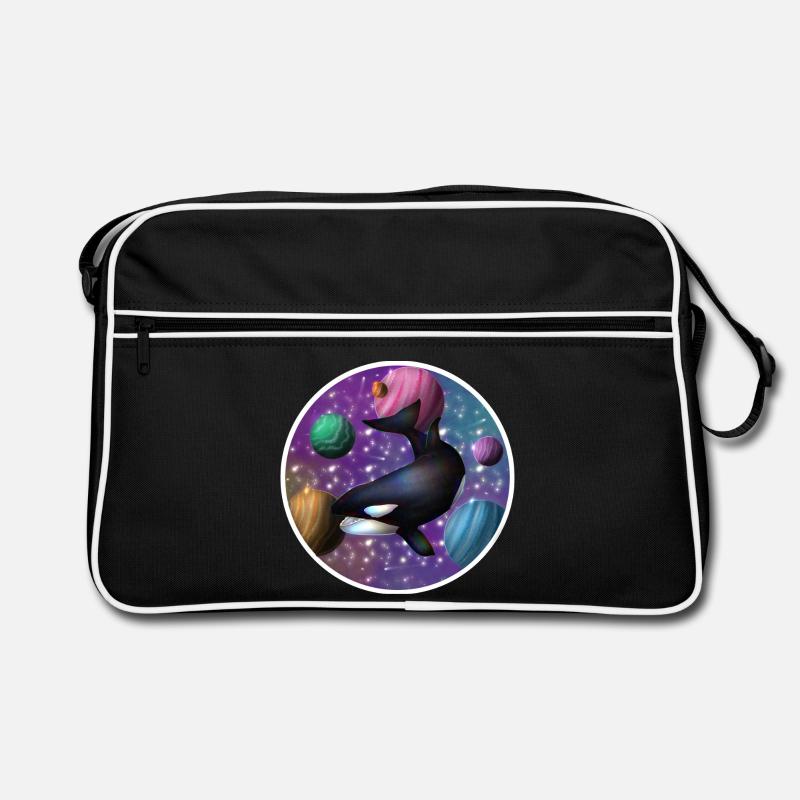 Orca im Raum Retro Tasche