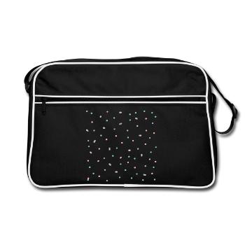 Motif confetti en corail & bleu - Sac Retro - noir/blanc - Devant