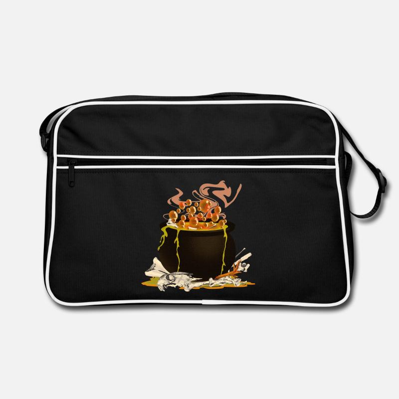 magic cauldron, creepy prints, witch design Retro Bag