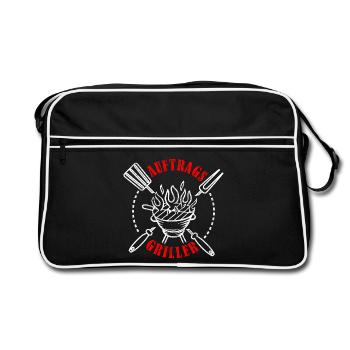 Auftragsgriller Grillen BBQ Grillmeister Geschenk - Retro Tasche - Schwarz/Weiß - Vorne