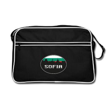 Sofia Bulgaria Skyline Silhouette Bulgarian Flag T - Retro Bag - black/white - Front