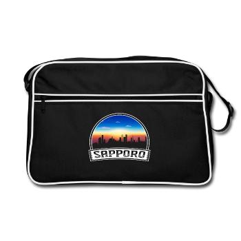 Sapporo Japan Skyline Vintage Sonnenuntergang Reise-Souven - Retro Tasche - Schwarz/Weiß - Vorne