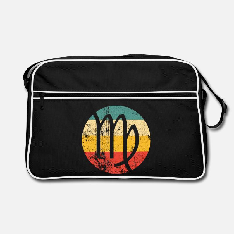 Sternzeichen Jungfrau - Tierkreis Astrologie - Retro Tasche - Schwarz/Weiß