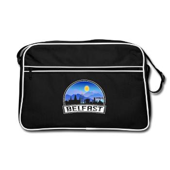Belfast Northern Ireland Skyline Vintage Sunset Tr - Retro Bag - black/white - Front