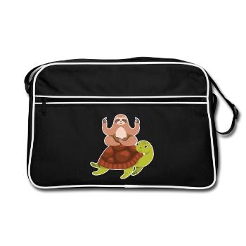 Paresseux équitation tortue paresseuse paresseuse tortue paresseuse - Sac Retro - noir/blanc - Devant
