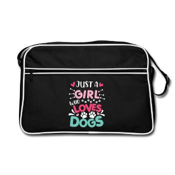Juste une fille qui aime chien drôle amoureux des chiens - Sac Retro - noir/blanc - Devant