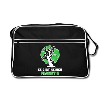 Baum Mutter Erde Planet Umwelt Statement - Retro Tasche - Schwarz/Weiß - Vorne
