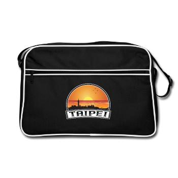 Taipei Taiwan Skyline Vintage Sonnenuntergang Reise Souven - Retro Tasche - Schwarz/Weiß - Vorne