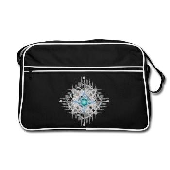 Ornate ethno ornament with bright turquoise - Retro Bag - black/white - Front
