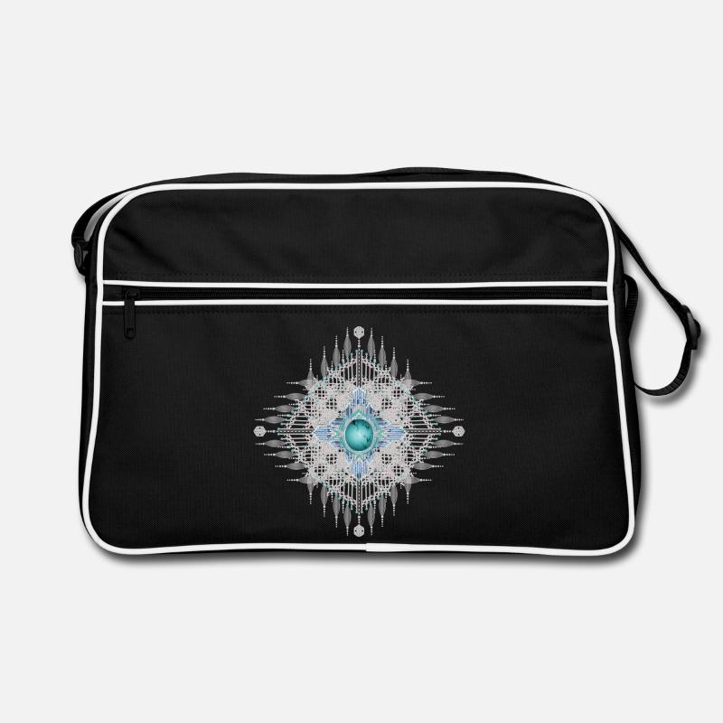 Kunstvolles Ethno Ornament mit leuchtendem Türkis Retro Tasche