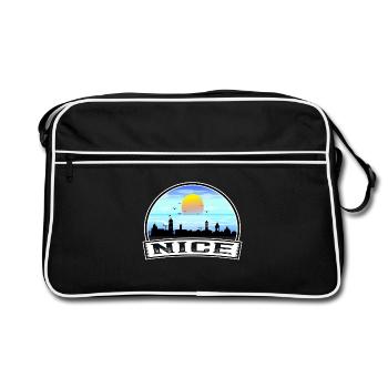 Nice France Skyline Vintage Sunset Travel Souvenir - Retro Bag - black/white - Front