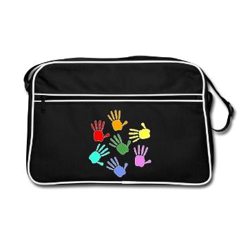 Peindre les mains des enfants - Sac Retro - noir/blanc - Devant