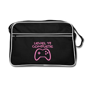 19th Birthday - Gamer 19 - 19 Years Gift - Retro Bag - black/white - Front