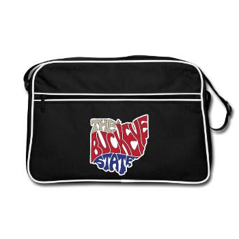 Die Buckeye State Ohio Karte Wortwolke - Retro Tasche - Schwarz/Weiß - Vorne
