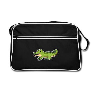 Crocodile Cartoon Illustration Kawaii pour les enfants - Sac Retro - noir/blanc - Devant