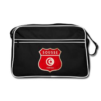 Sousse Tunisie Armoiries Drapeaux Design - Sac Retro - noir/blanc - Devant