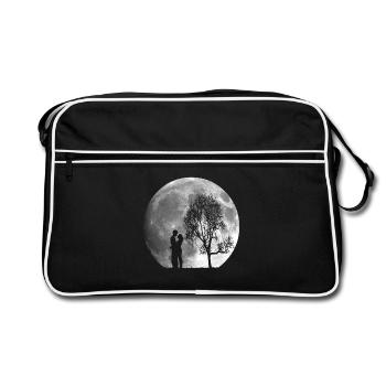 Saint Valentin, couple de pleine lune - Retro Tasche - Schwarz/Weiß - Vorne