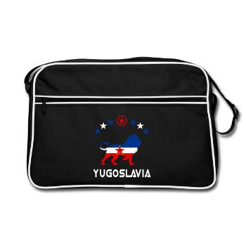 Jugoslawien Löwen Design - Retro Tasche - Schwarz/Weiß - Vorne