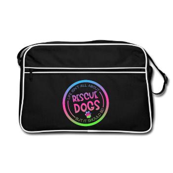 Rescue Dog Search Dog Service Dog Paw - Retro Bag - black/white - Front