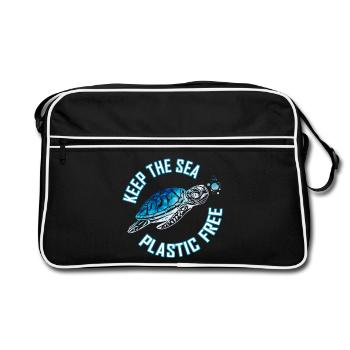Tortue de mer Batik sans plastique - Sac Retro - noir/blanc - Devant