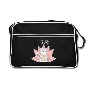 Yoga Cat Meditation White Cat Cat Gift - Retro Bag - black/white - Front