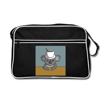 Koala Kaffeepause - Retro Tasche - Schwarz/Weiß - Vorne