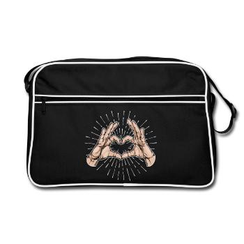 Heart Peace Love Humanity Peace Movement - Retro Bag - black/white - Front
