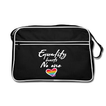 Rainbow Heart Statement Amour Paix - Sac Retro - noir/blanc - Devant