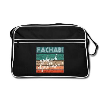 Fachabitur Fachabi Schulabschluss Geschenk - Retro Tasche - Schwarz/Weiß - Vorne