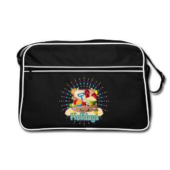 plein de valises emballées pour les vacances à la plage - Sac Retro - noir/blanc - Devant