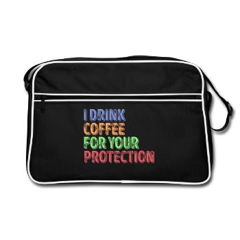 Caféine Café Déclaration humoristique Amateurs de café - Sac Retro - noir/blanc - Devant