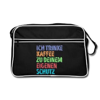 Kaffeeliebhaber Statement Kaffeetrinker Kaffee - Retro Tasche - Schwarz/Weiß - Vorne