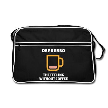 Déclaration de café humoristique Tasse de café à la caféine - Sac Retro - noir/blanc - Devant