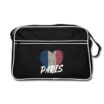 Retro-Abzeichen, Paris Frankreich ist meine Heimatstadt - Retro Tasche - Schwarz/Weiß - Vorne