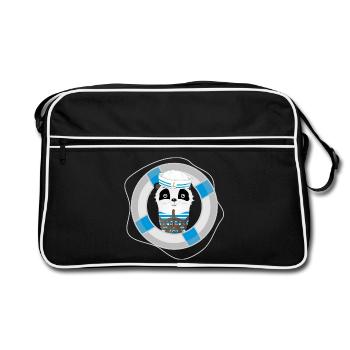 cute panda as a sailor in a navy look - Retro Bag - black/white - Front
