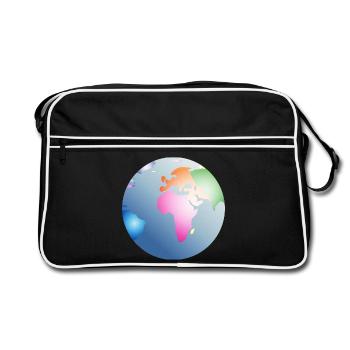 planète bleue Terre avec des continents colorés - Sac Retro - noir/blanc - Devant