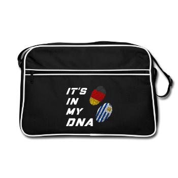 In meiner DNA Deutschland und Uruguay - Retro Tasche - Schwarz/Weiß - Vorne