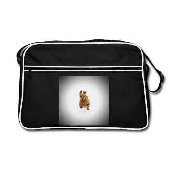 Brown Dachshund - Retro Bag - black/white - Front