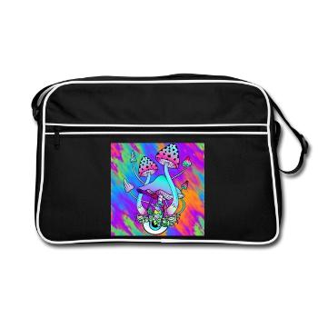 Magic mushrooms colorful Psychedelic mushroom art - Retro Bag - black/white - Front