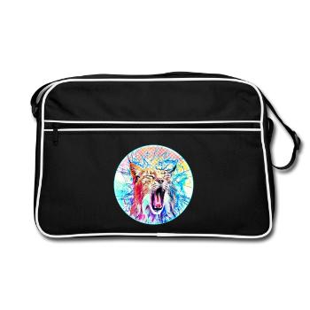 Chat lynx en liberté un chat sauvage - Sac Retro - noir/blanc - Devant