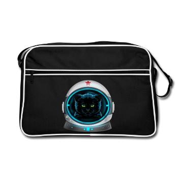 angry space cat Astronaut - Retro Tasche - Schwarz/Weiß - Vorne
