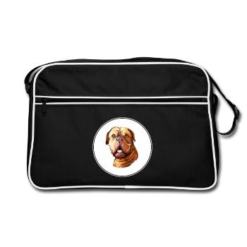 Dogue De Bordeaux Aquarelle pour chien Illustration - Sac Retro - noir/blanc - Devant