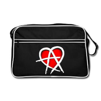 Cœur abstrait en rouge et blanc - Sac Retro - noir/blanc - Devant