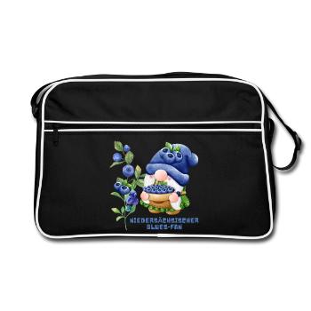 Blaubeeren Wichtel Niedersächsischer Blues Fan - Retro Tasche - Schwarz/Weiß - Vorne